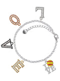 Delight Jewelry Love with Softball Multi-Colored Crystal Love Charm Bracelet