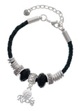 Delight Jewelry Silvertone Enamel Volleyball ''Rocks'' Lil Sister Celtic Knot Leather Bead Bracelet, 7+2 Extender