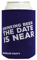 ThisWear Funny Beer Coolie Bachelor Party Drinking Beer Date Is Near Gag Gift Wedding Party 2 Pack Can Coolie Drink Coolers Coolies Navy