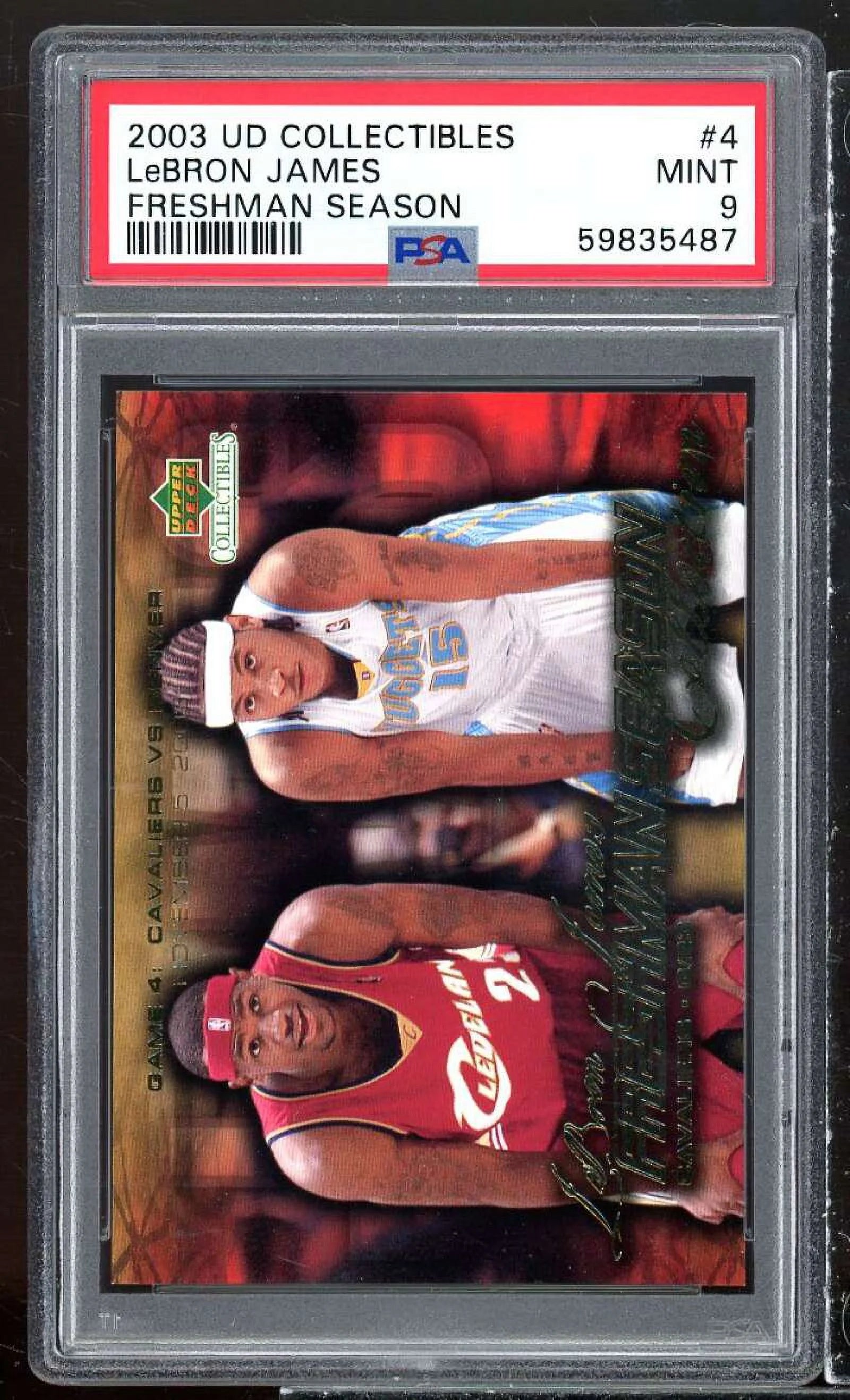 LeBron James Rookie w/Carmelo Anthony UD Collectibles Freshman Season #4 PSA 9