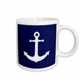 Navy Blue and White Nautical Anchor Design 11oz Mug mug-165798-1