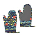 ZNDUO Kitchen Oven Gloves, Durable Heat Resistant Oven Gloves with Quilted Liner Non-Slip Textured Grip Perfect for BBQ, Baking, Cooking and Grilling, Retro Ethnic Design Inspirations