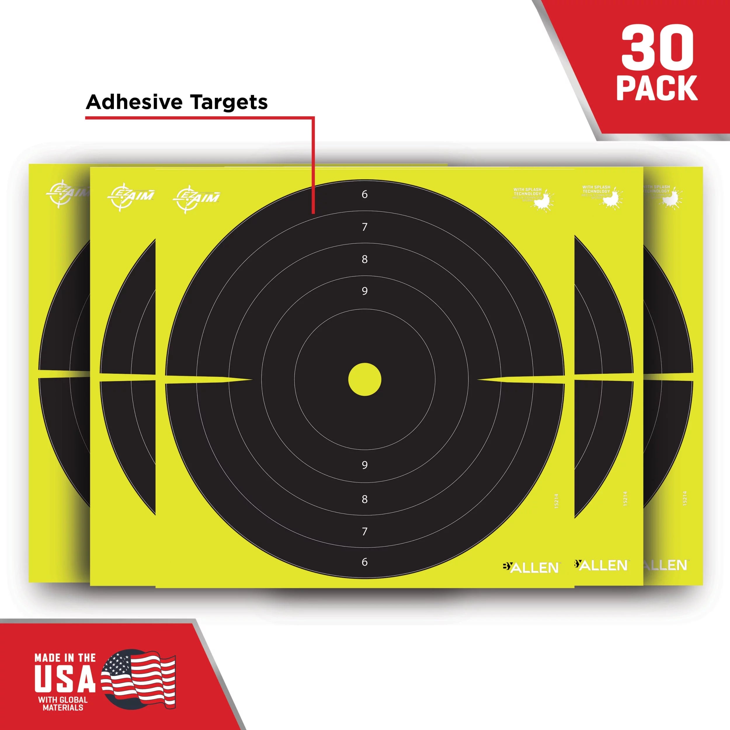 Ez Aim Splash Bullseye Paper Shooting Targets, 12.5, 30-Pack, Black