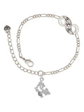 Delight Jewelry Silvertone Hit the Sweet Spot with Softball Silver-tone Paw Infinity Link Chain Bracelet, 6+2 Extender