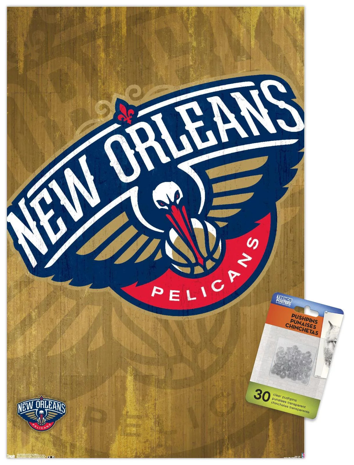 NBA New Orleans Pelicans - Logo 13 Wall Poster with Push Pins, 14.725 x 22.375