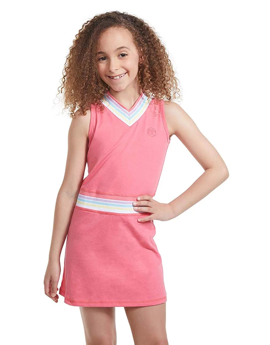 Street Tennis Club Girl Tennis Outfit ¨C Sleeveless V Neck Tennis Dress with Shorts Pink/M