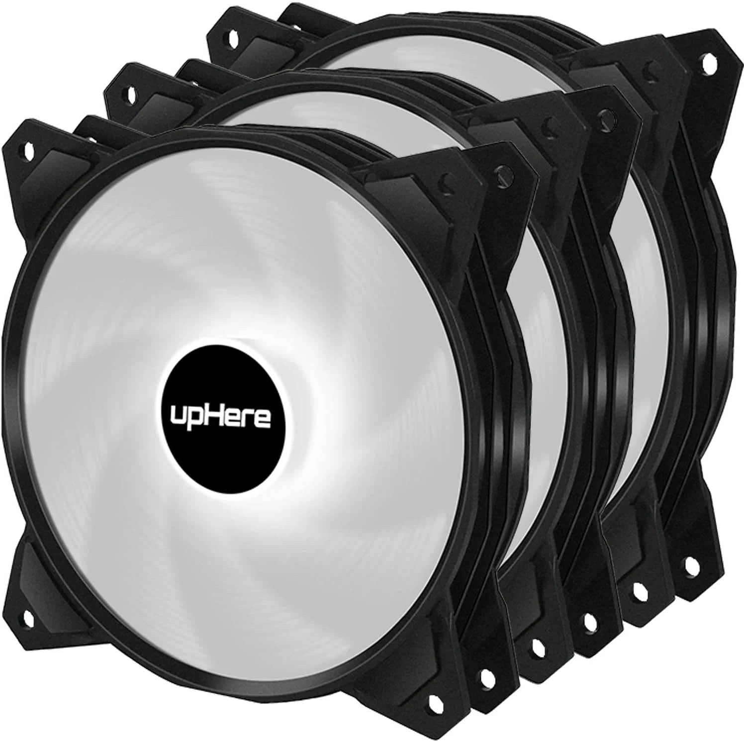 Long Life 120mm 3-Pin High Airflow Quiet Edition White LED Case Fan for PC Cases, CPU Coolers, and Radiators 3-Pack,White LED