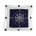 Handcrafted Decor Pillow 109 Blue Compass with Nautical Rope Decorative Throw Pillow- 16 in.