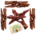 Wood Display Stand 6 - 6 Pack, Wooden Cobra Stand, Artisan Hand-Carved Tripod Stands, Abalone Shell Stands, Bulk Set