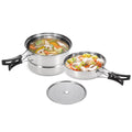 Apexeon Stainless Steel Camping Cookware Set - Pot, Frying Pan, Steaming Rack - Perfect for Outdoor Cooking and Home Kitchen Use