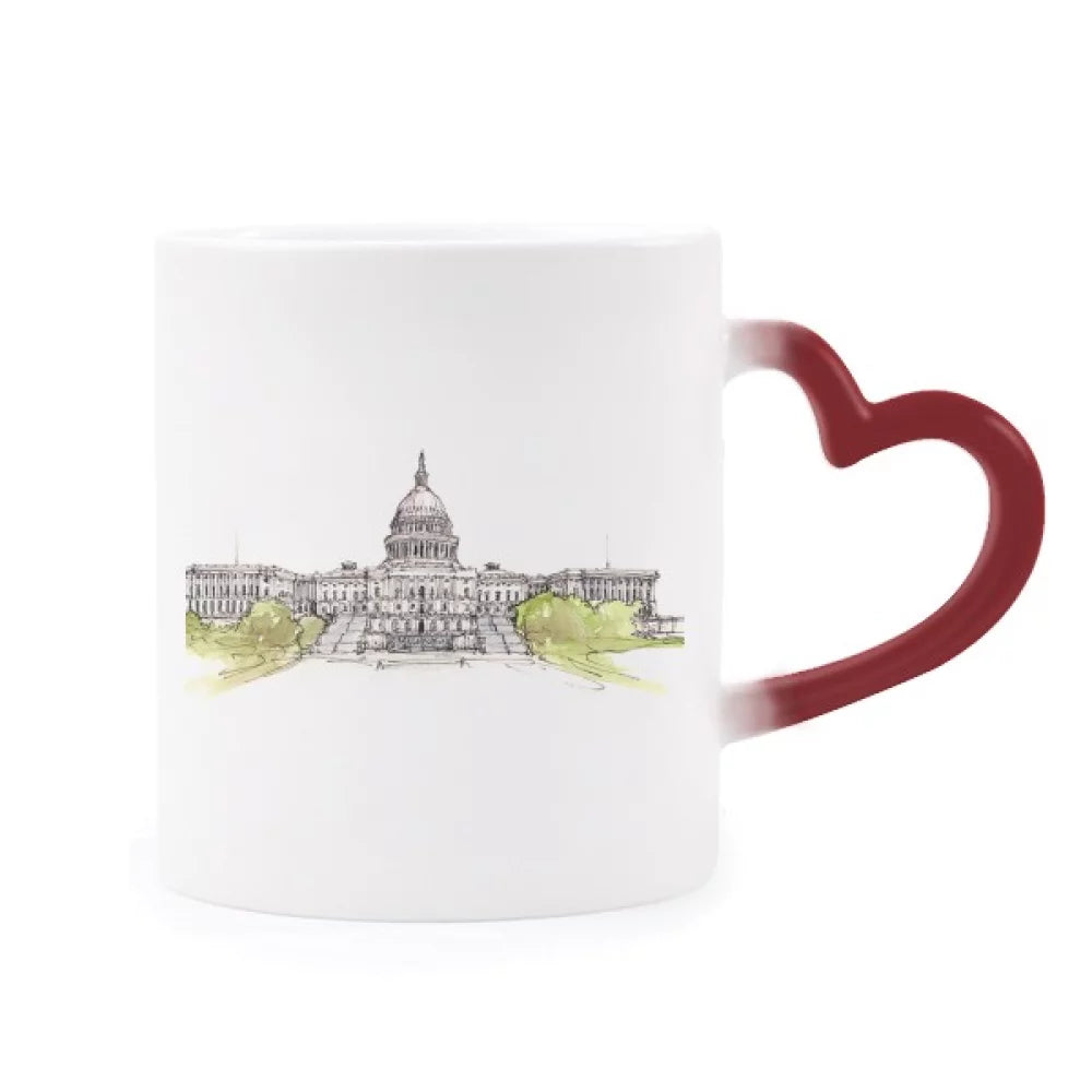 United States Capitol Heat Sensitive Mug Red Color Changing Stoneware Cup