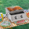TOOL1SHOoo stainless steel Barbecue Grill with Two Burners,Great for Outdoor Cooking, Camping, & Barbecues, Portable