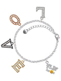 Delight Jewelry Silvertone Hit the Sweet Spot with Yellow Softball Multi-Colored Crystal Love Charm Bracelet