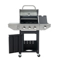 3-burner propane gas grill with side burner and thermometer, 37150 BTU output stainless steel grill, suitable for outdoor barbecue and camping, terrace backyard barbecue (3-burner+side burner)