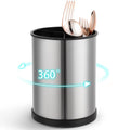 Cooking Utensil Holder, 5.51 x 7.28 Cooking Tool Holder for Up to 15 Utensils, 360-Degree Rotating Kitchen Utensil Organizer with Drain Holes for Countertop