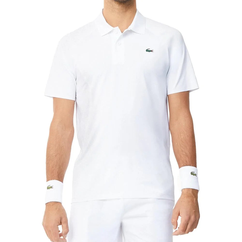 Lacoste Men`s Novak Djokovic Ultra-Dry On-Court Tennis Polo White (  MEDIUM   )