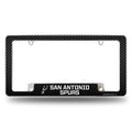 San Antonio NBA Spurs Chrome Metal License Plate Frame with Carbon Fiber Design