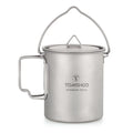 Ultralight 750ml Titanium Pot Portable Titanium Water Mug Cup with Lid and Foldable Handle Outdoor Camping Cooking Picnic