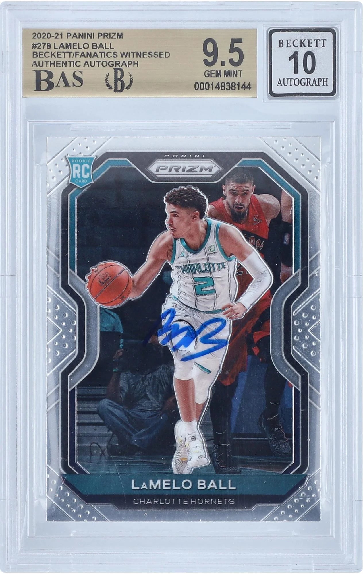LaMelo Ball Charlotte Hornets Autographed 2020-21 Panini Prizm 4 #278 Beckett Fanatics Witnessed Authenticated 9.5/10 Rookie Card - Fanatics Authentic Certified