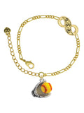 Delight Jewelry Silvertone Extra Large Softball and Glove Gold-tone Paw Infinity Link Chain Bracelet, 6+2 Extender