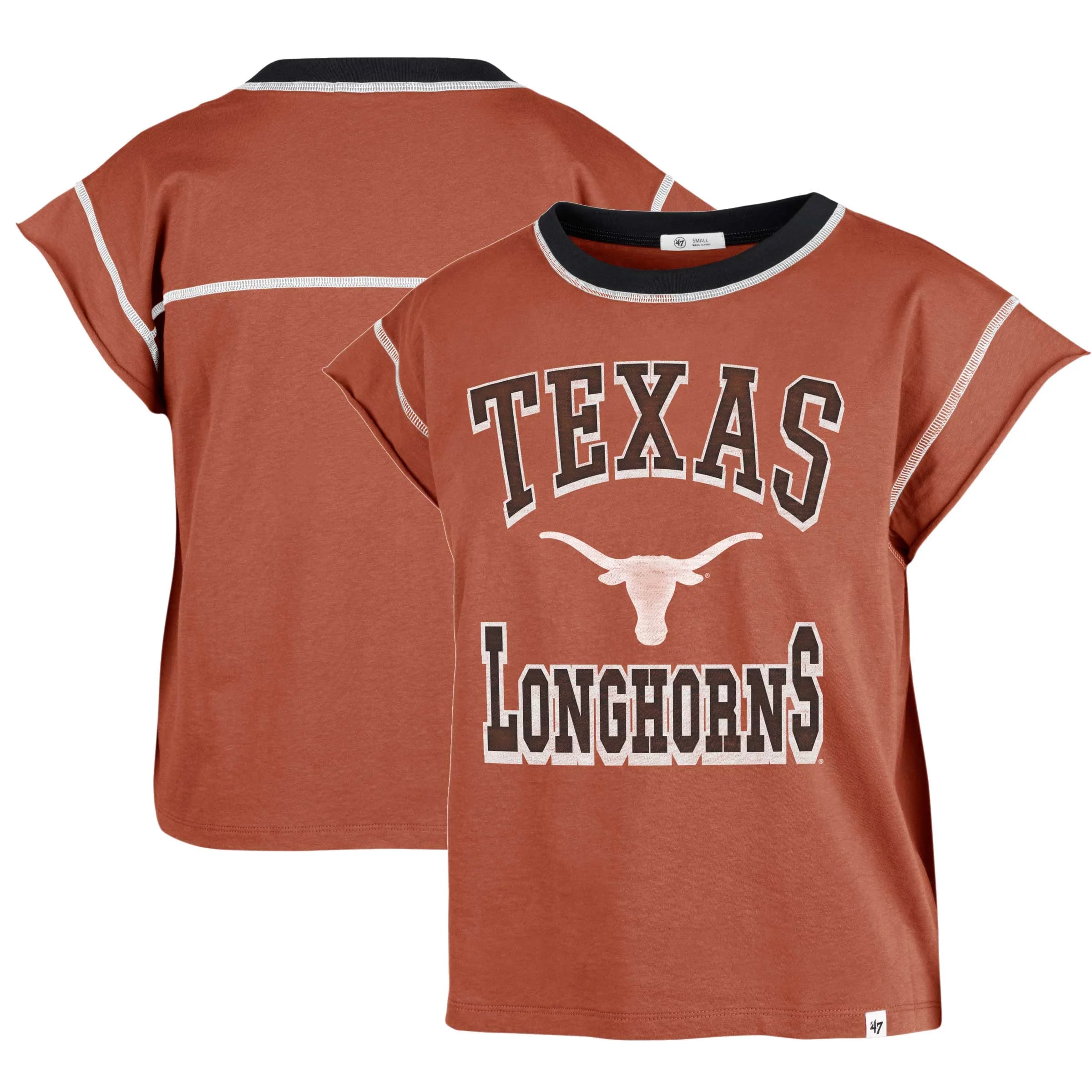 Women's '47 Texas Orange Texas Longhorns Sound Up Maya Cutoff T-Shirt