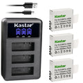 Kastar 3 Pack SJ4000 Battery and LCD Triple USB Charger Compatible with SJCAM SJ7000, SJCAM SJ8000, SJCAM SJ9000, Pruveeo DV200 Waterproof Sports Action Camera with WiFi, 4K Video Camcorder