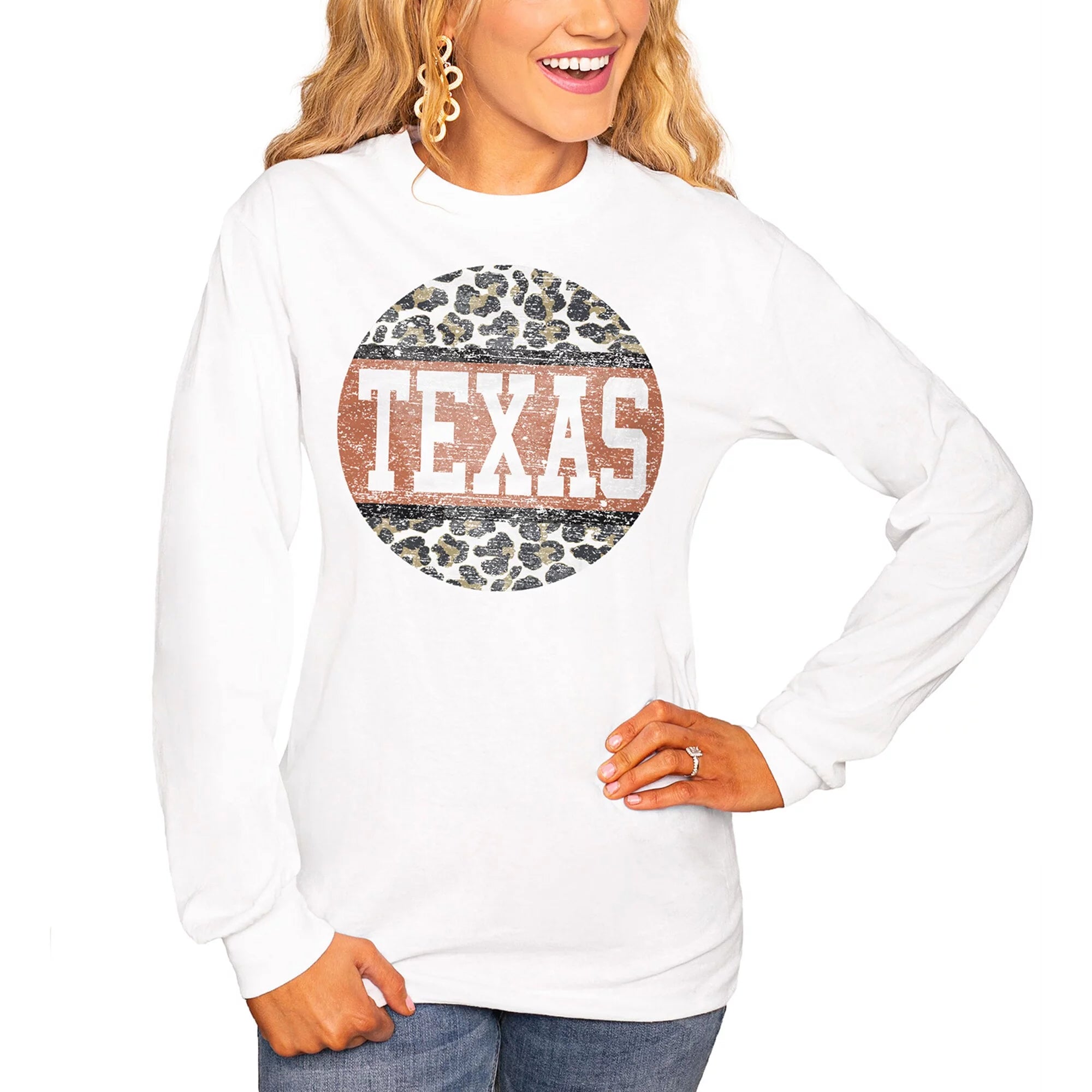 Women's White Texas Longhorns Scoop & Score Long Sleeve T-Shirt