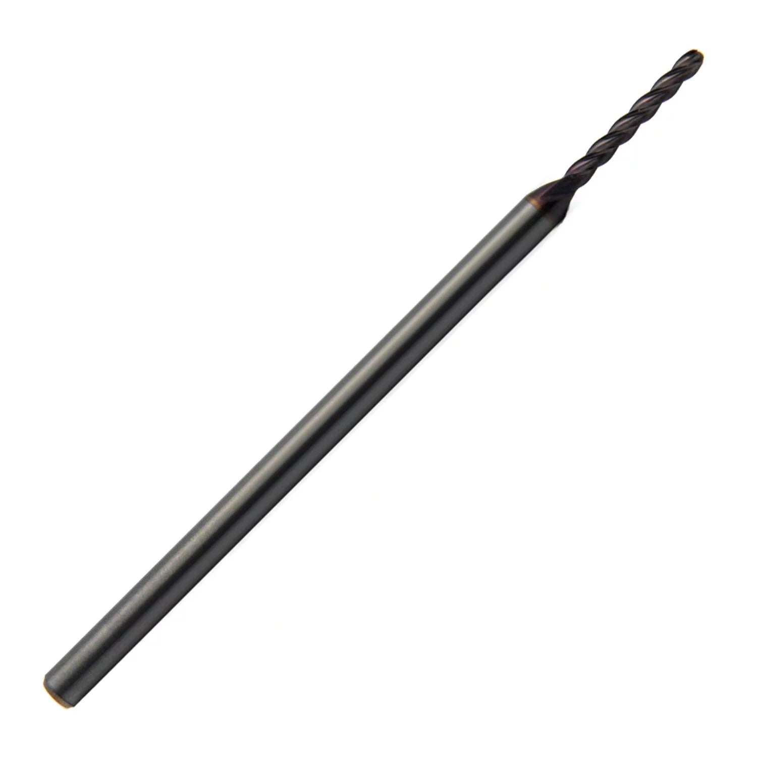 1/16 Diameter 4 Flute Single End Ball Carbide End Mill X-Long TiCN Coated, 1/2Length of Cut, 1/8 Shank, 2-1/2 OAL
