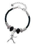 Delight Jewelry Silvertone Large Softball Pitcher Sister Celtic Knot Leather Bead Bracelet, 7+2 Extender