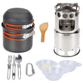 Tomshoo Portable Camping Cookware Mess Kit with Non stick Aluminum Pot and Stainless Steel Stove Great for Survival and Adventures