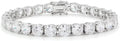 925 Italian Sterling Silver 7mm Tennis Bracelet, Iced Out Round Cut CZ Cubic Zirconia Rhodium Plated Link Chain, Giorgio Bergamo 8