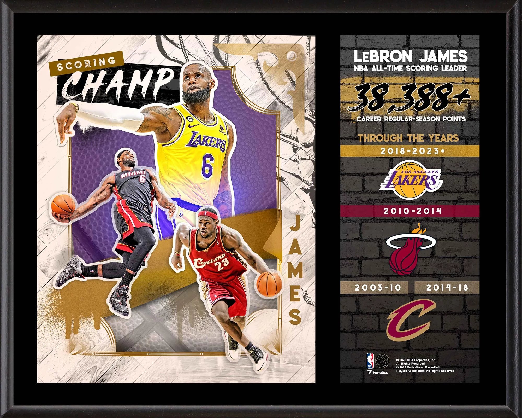 LeBron James Los Angeles Lakers 12 x 15 2023 NBA All-Time Leading Scorer Sublimated Plaque