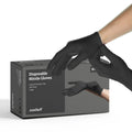 JussStuff Nitrile Gloves, Exam Gloves - Black - Box of 200 Gloves (Large)