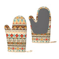 ZNDUO Kitchen Oven Gloves, Durable Heat Resistant Oven Gloves with Quilted Liner Non-Slip Textured Grip Perfect for BBQ, Baking, Cooking and Grilling, Native Boho Retro Ethnic Style