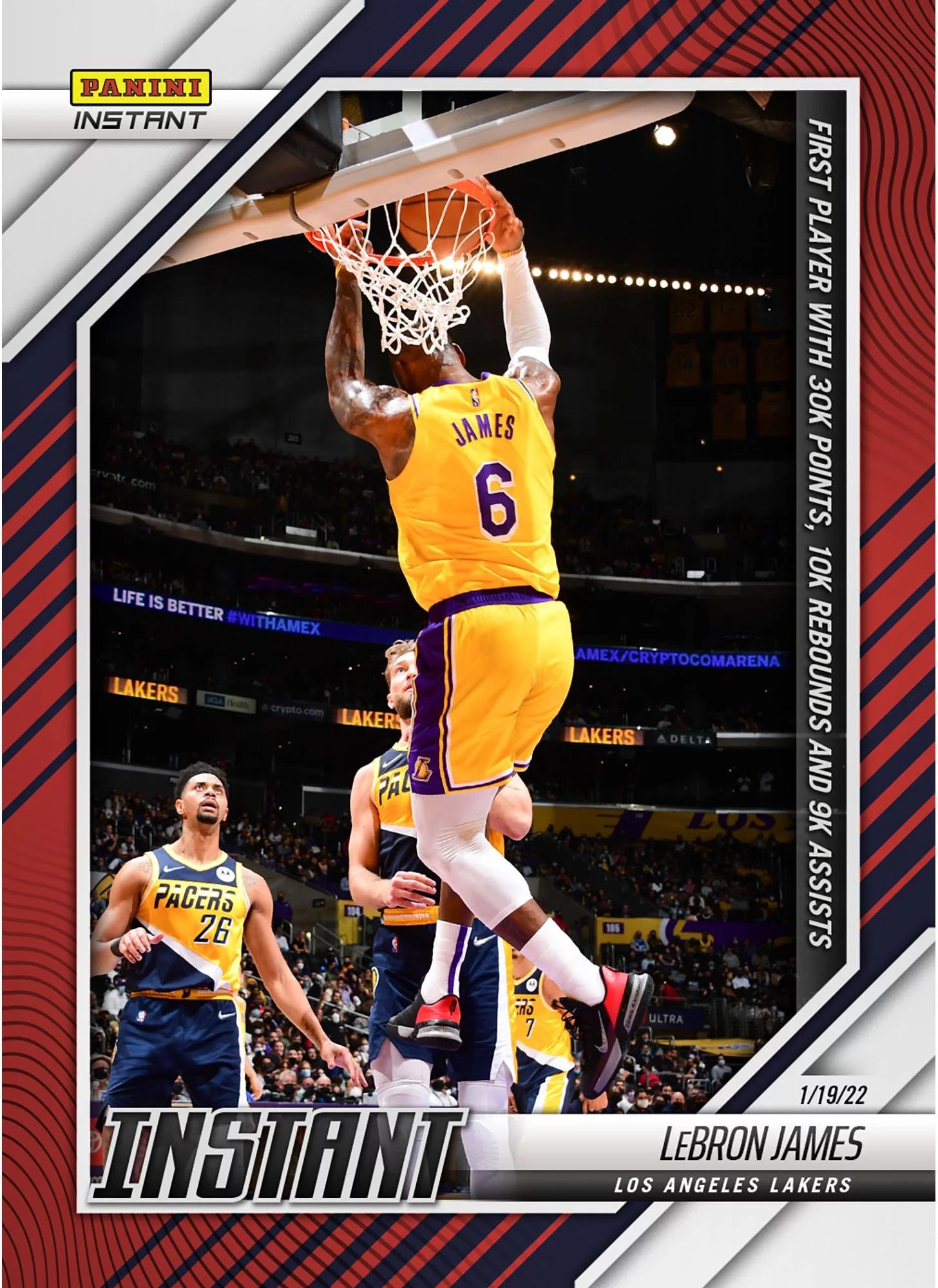 LeBron James Los Angeles Lakers Fanatics Exclusive Parallel Panini Instant First Player in NBA History with 30K Points, 10K Rebounds, and 9K Assists Single Trading Card - Limited Edition of 99