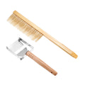Uxcell Stainless Steel Honey Uncapping Fork Wood Handle Scraper Brush Plastic Handle