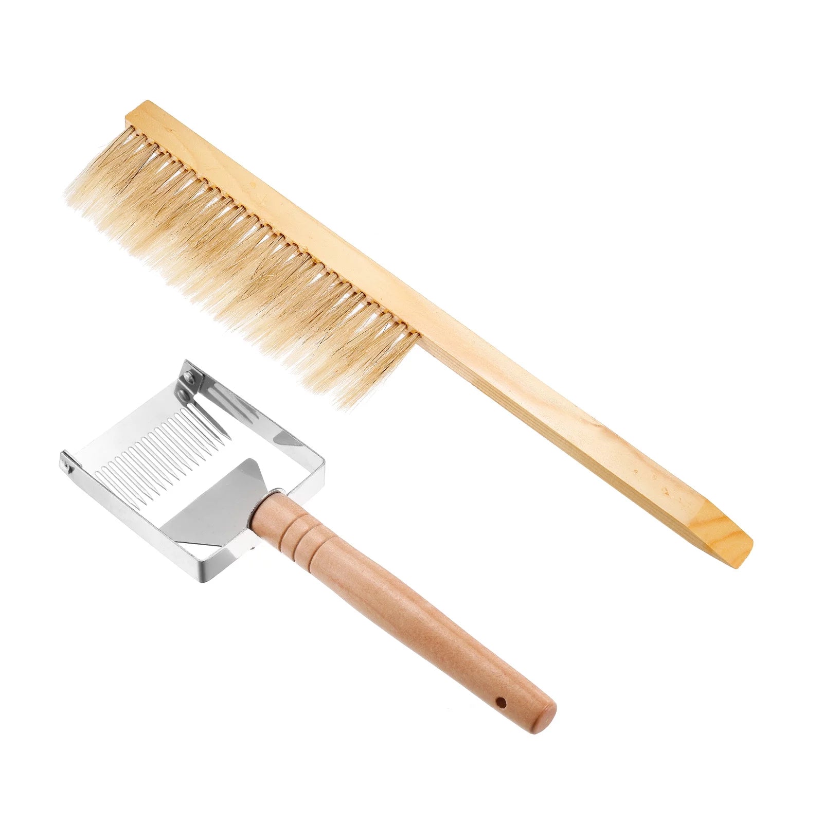 Uxcell Stainless Steel Honey Uncapping Fork Wood Handle Scraper Brush Plastic Handle