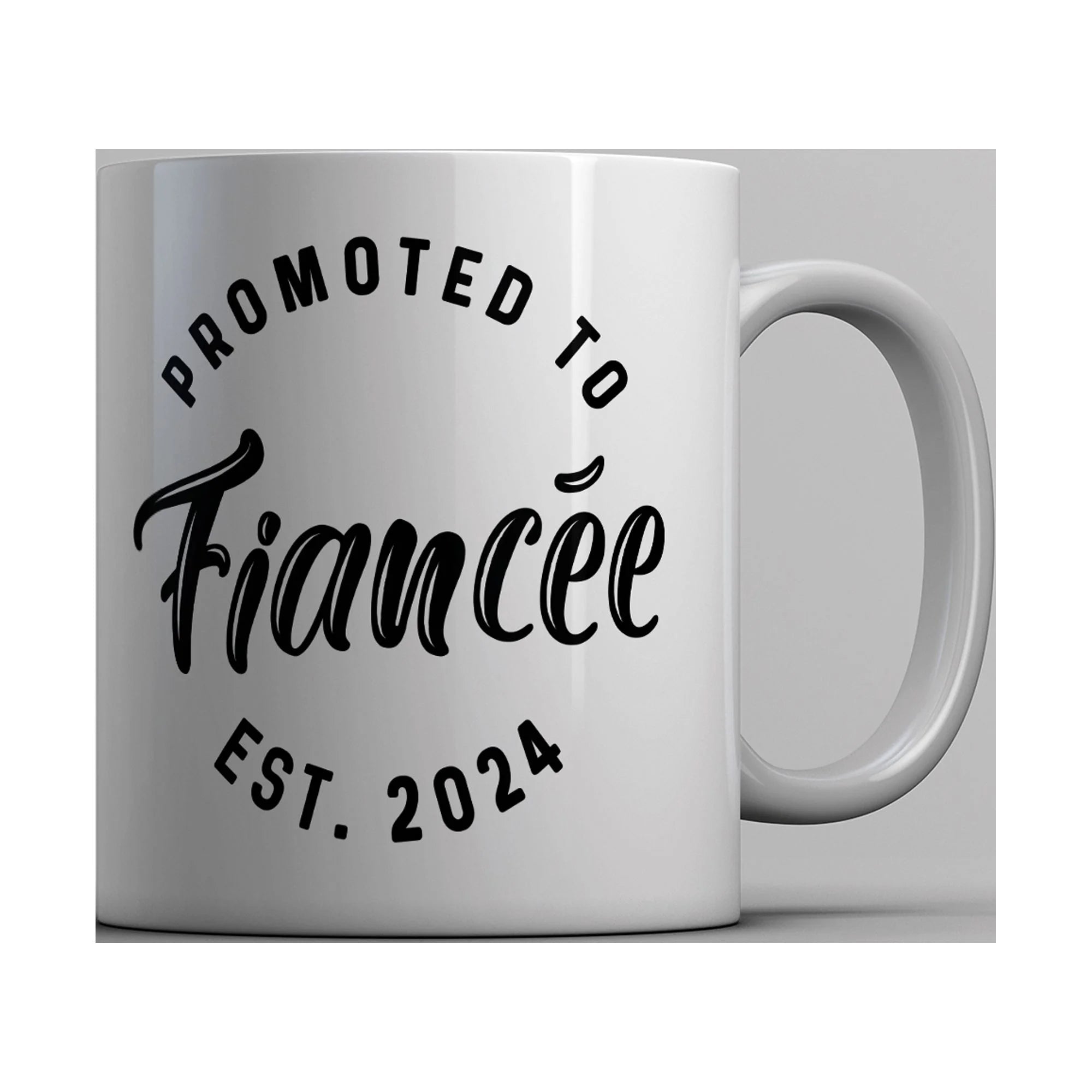 Promoted To Fiancee 2024 Mug Funny Family Wedding Announcement Coffee Cup