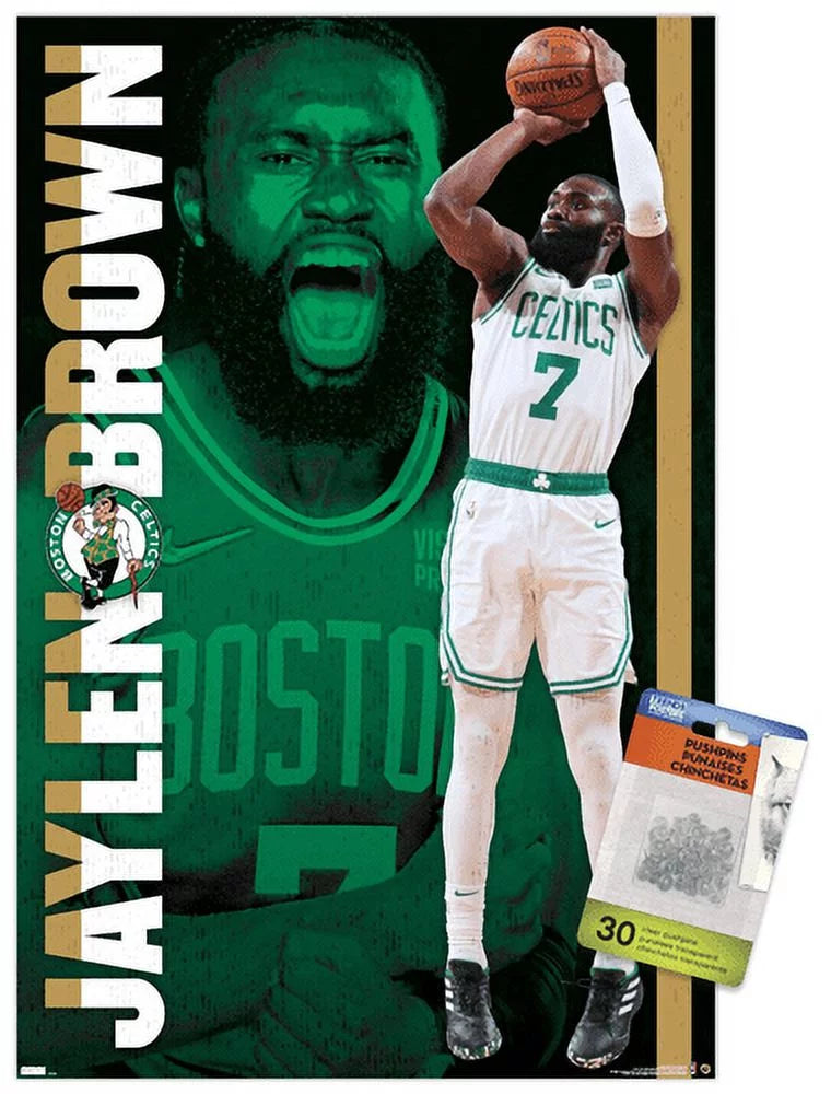 NBA Boston Celtics - Jaylen Brown 21 Wall Poster with Pushpins, 14.725 x 22.375