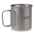 Lixada Ultralight Titanium Cup Outdoor Portable Camping Picnic Water Cup Mug with Foldable Handle 300ml / 350ml / 420ml / 550ml / 650ml / 750ml