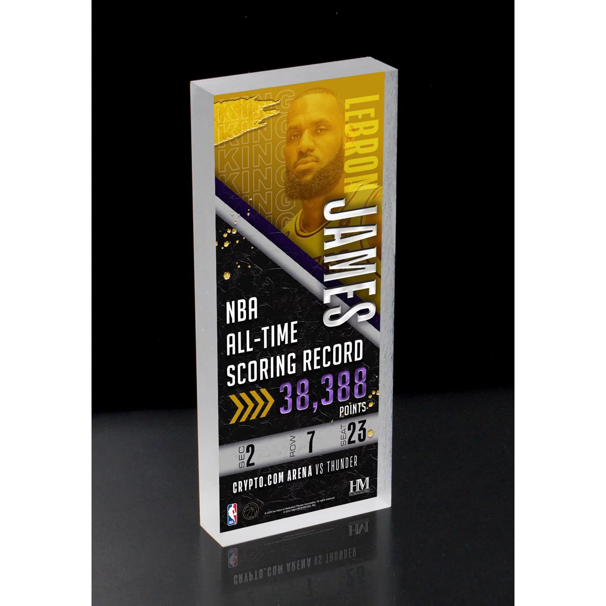 Highland Mint LeBron James Los Angeles Lakers NBA All-Time Scoring Record Ticket Acrylic 3D Block