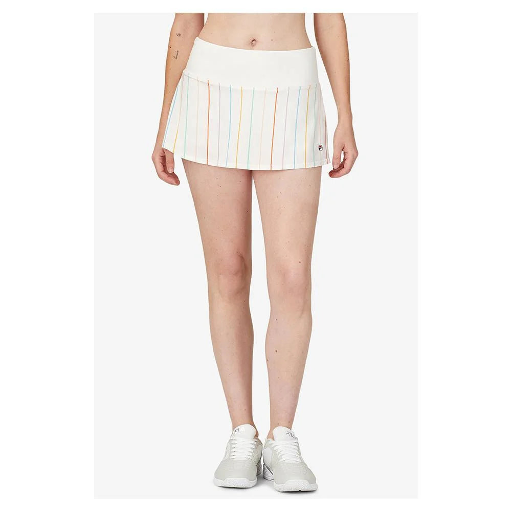 Fila Women`s Cross Court Stripe 12 Inch Tennis Skort (  X-Large Whisper Wt/Rb St  )