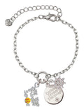 Delight Jewelry Silvertone Hit the Sweet Spot with Yellow Softball Silvertone Discover Dream Explore Zoey Charm Bracelet, 6.5+2 Extender