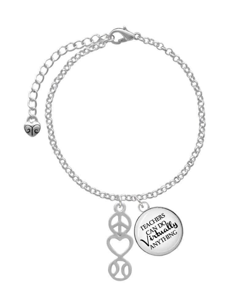 Delight Jewelry Peace - Heart - Softball Dome Teachers Can Do Virtually Anything Charm Bracelet