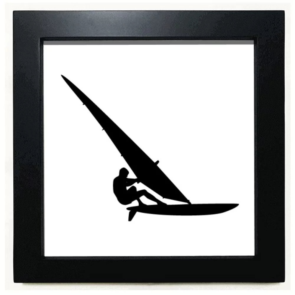 Sports Surfing Sailboat Player Black Square Frame Picture Wall Tabletop