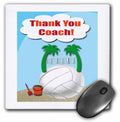 3dRose Thank You Volleyball Coach, Palm Trees on Volleyball , Mouse Pad, 8 by 8 inches