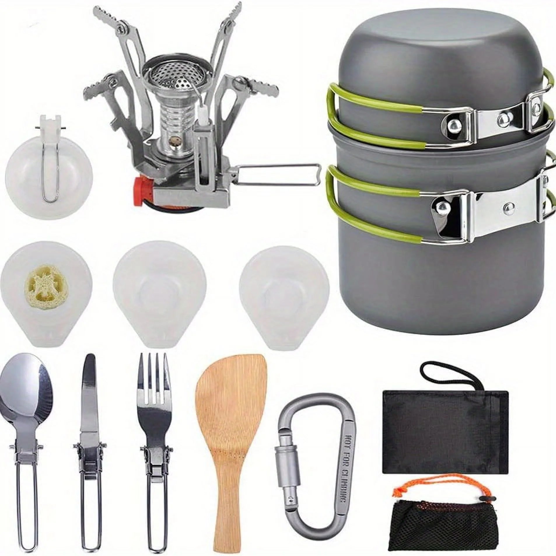 Camping Cookware Kit, Folding Knife And Fork, Portable Pan And Bowel Set, Suitable For Outdoor Camping, Hiking, Picnic
