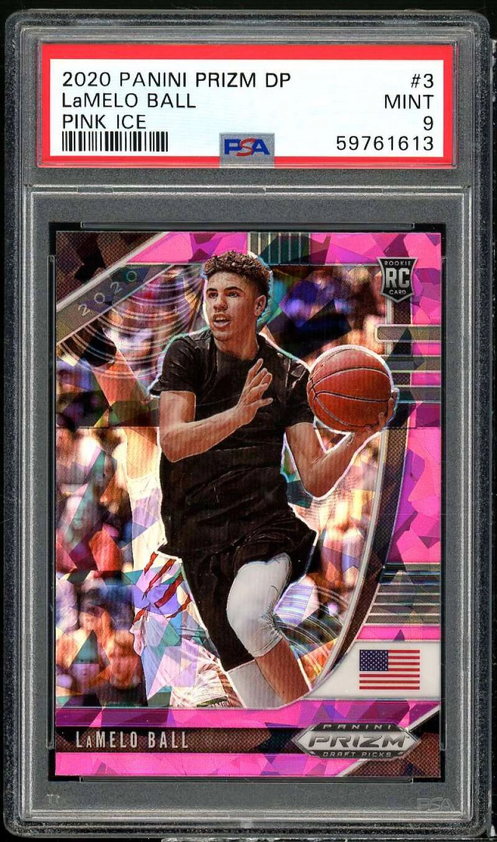 LaMelo Ball Rookie Card 2020-21 Panini Prizm Draft Picks Pink Ice #3 PSA 9