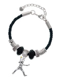Delight Jewelry Silvertone Large Softball Pitcher Mom Celtic Knot Leather Bead Bracelet, 7+2 Extender