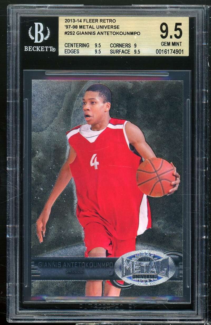 Giannis Antetokounmpo Rookie Card 2013-14 Fleer retro 97-98 Metal #252 BGS 9.5